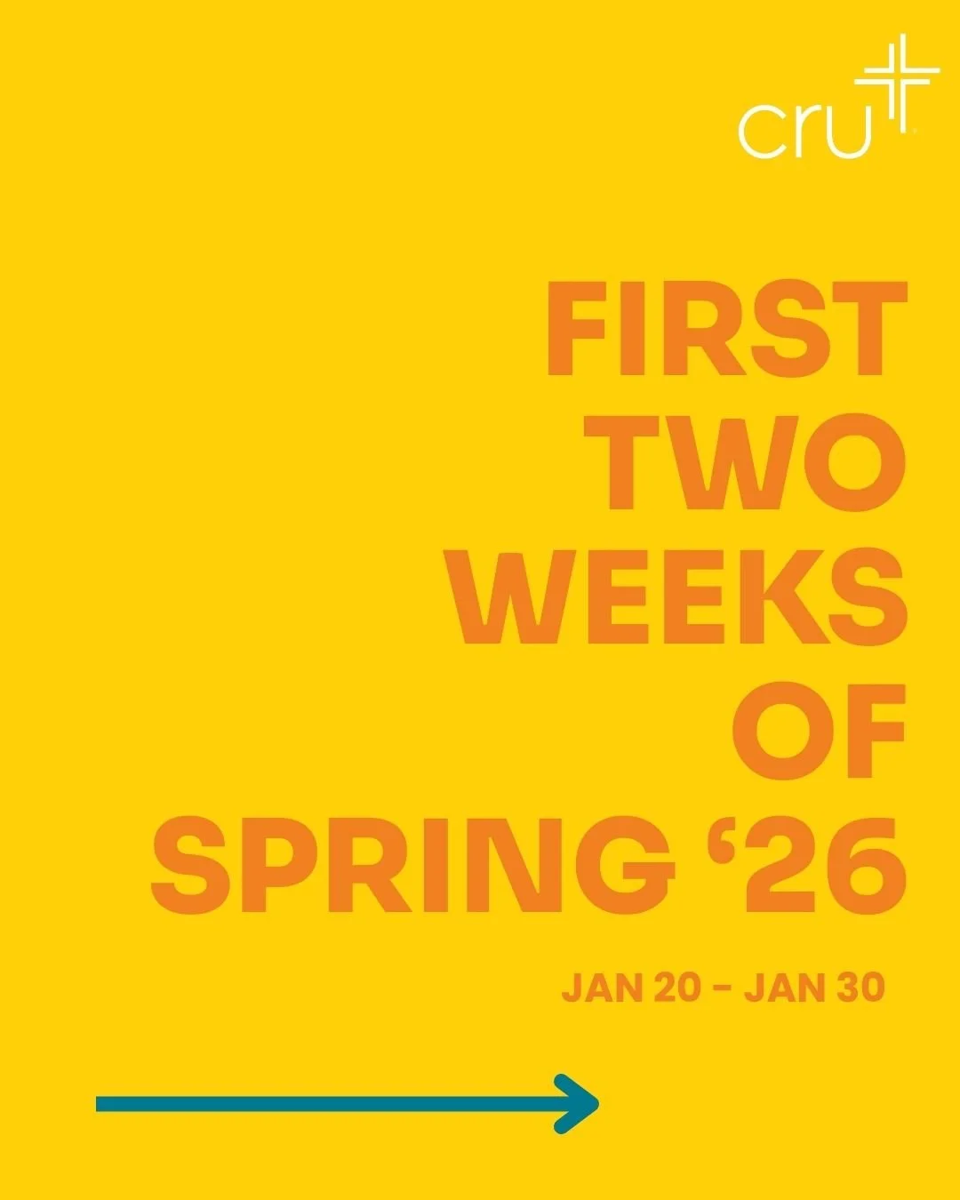 Hey Mustangs!!! We are SO excited for the 2026 Spring Semester to begin and we cannot wait to hear all about how break was!!

Join us throughout the first week of the semester for family feud, Cru's Big Board, and the first SMU Cru Large Group of the