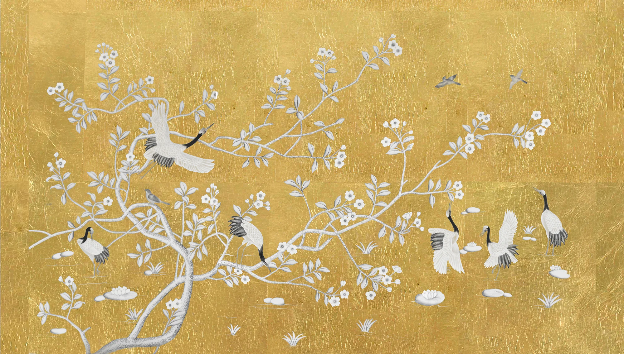 Imperial Curiosities Gold Chinoiserie Hand-Painted Wallpaper