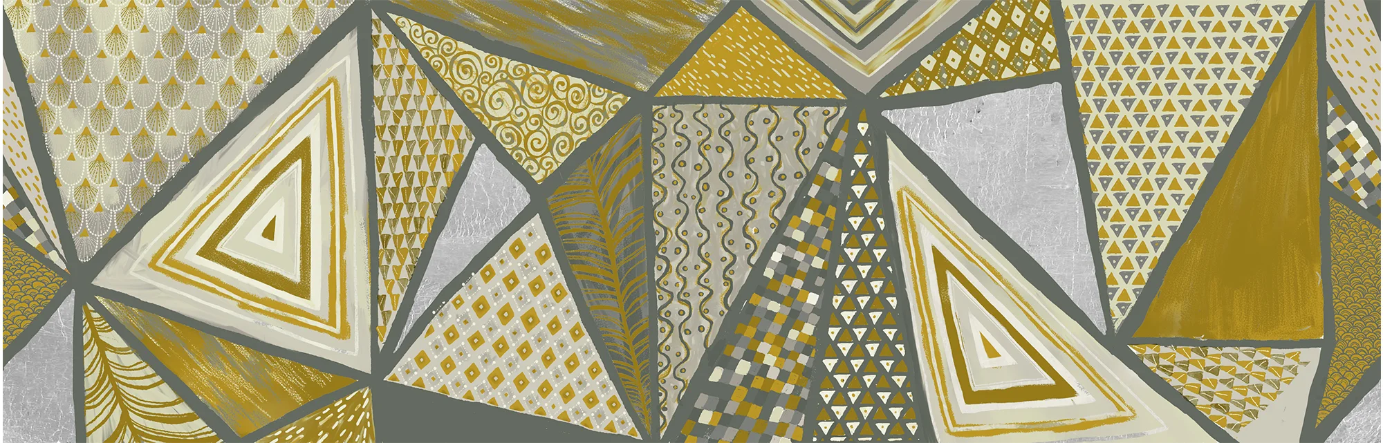 Pizza Puzzles Embellished Hand-Painted Wallpaper
