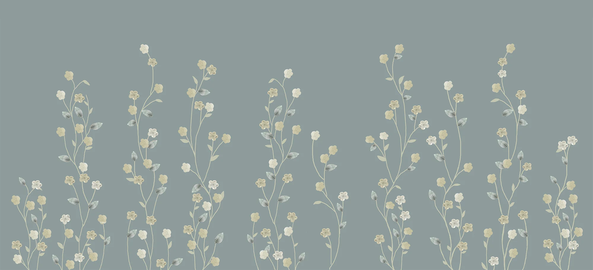 Baby Blossoms embellished wallpaper blue