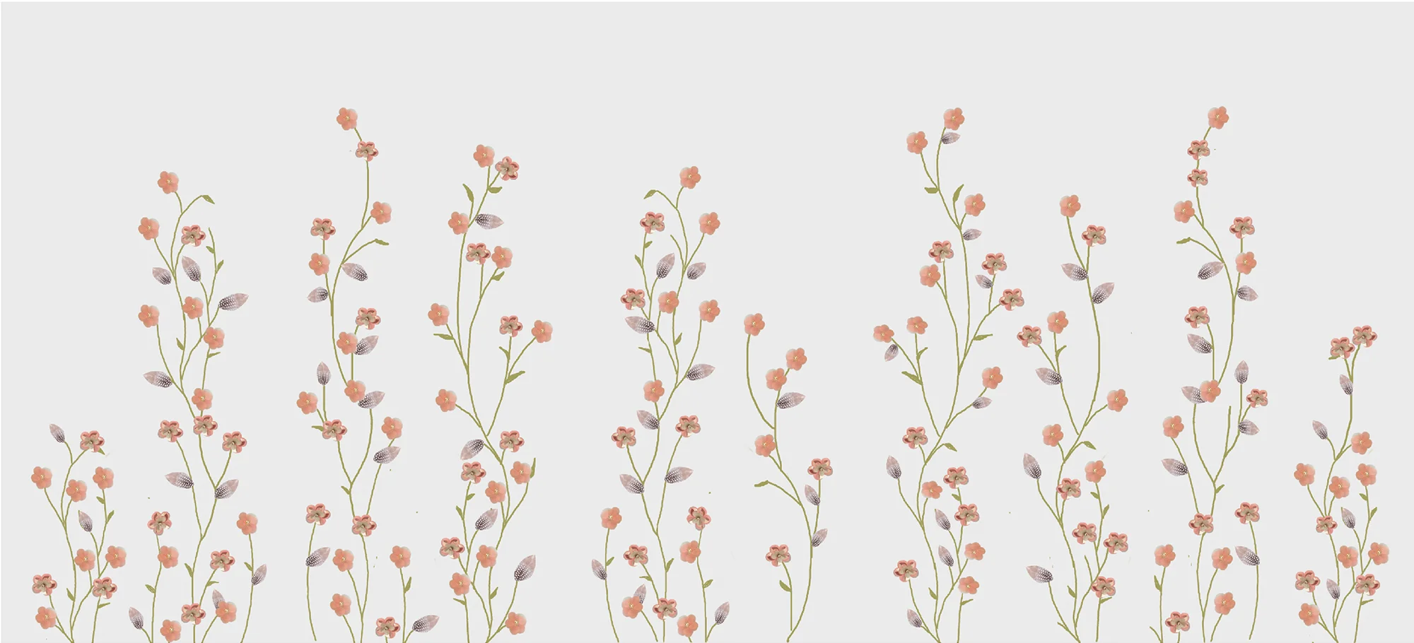 Baby Blossoms embellished wallpaper white