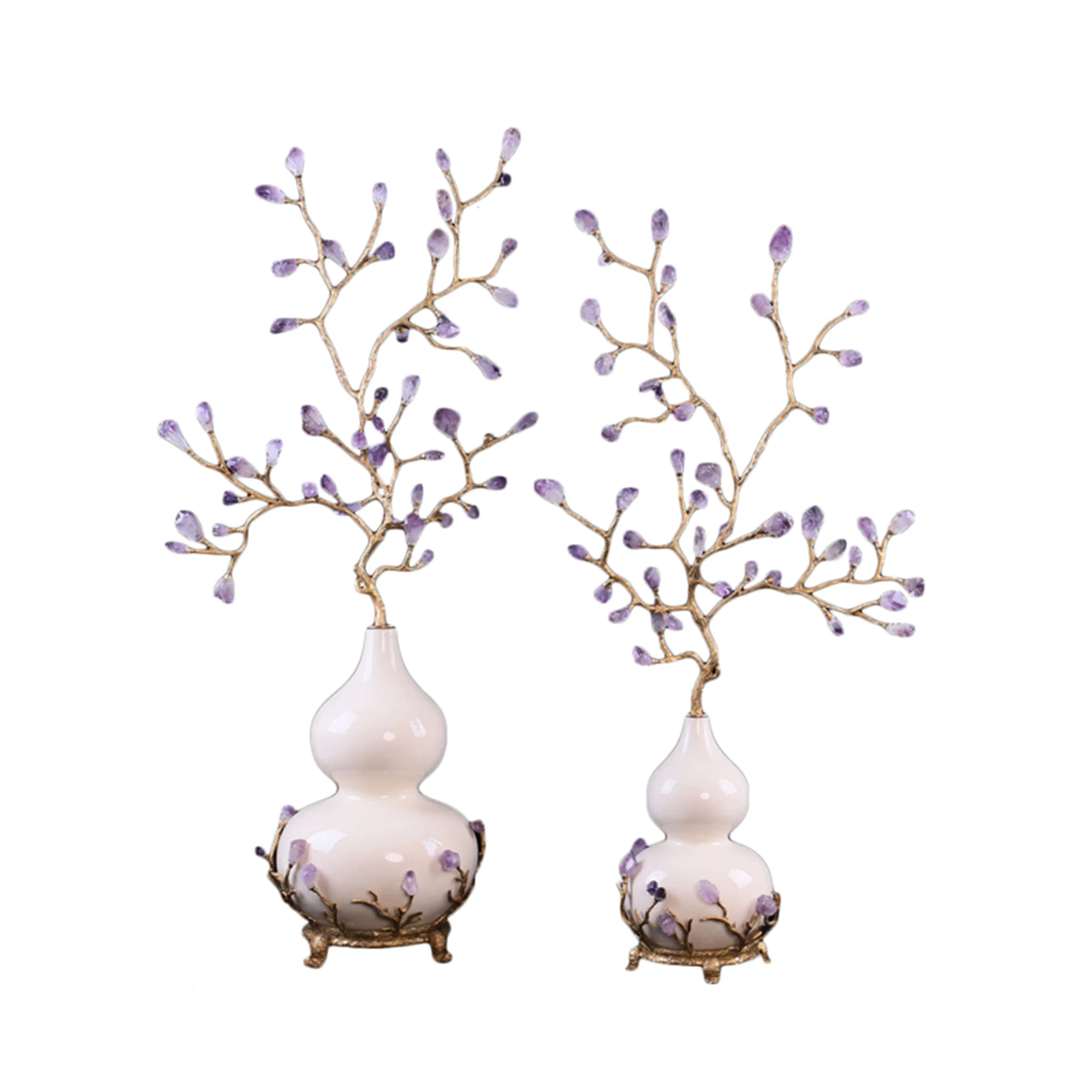 Pair of sea fan in ceramic vase luxury home décor