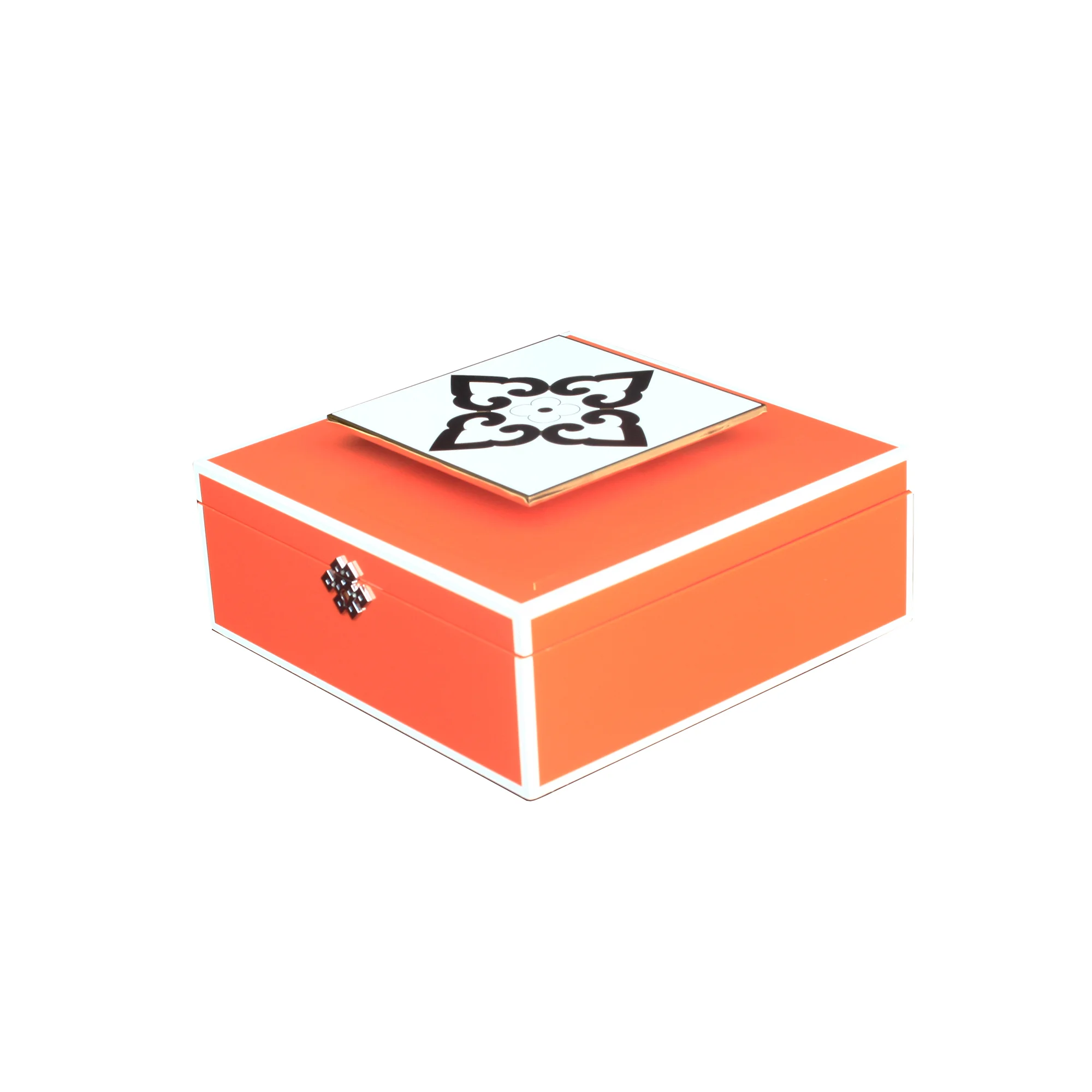 cloisonné tile black &amp; white lacquer orange box luxury home décor