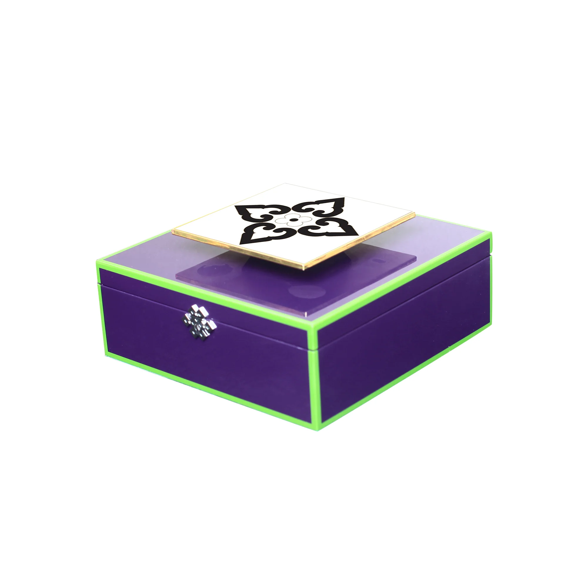 cloisonné tile black &amp; white lacquer purple box luxury home décor