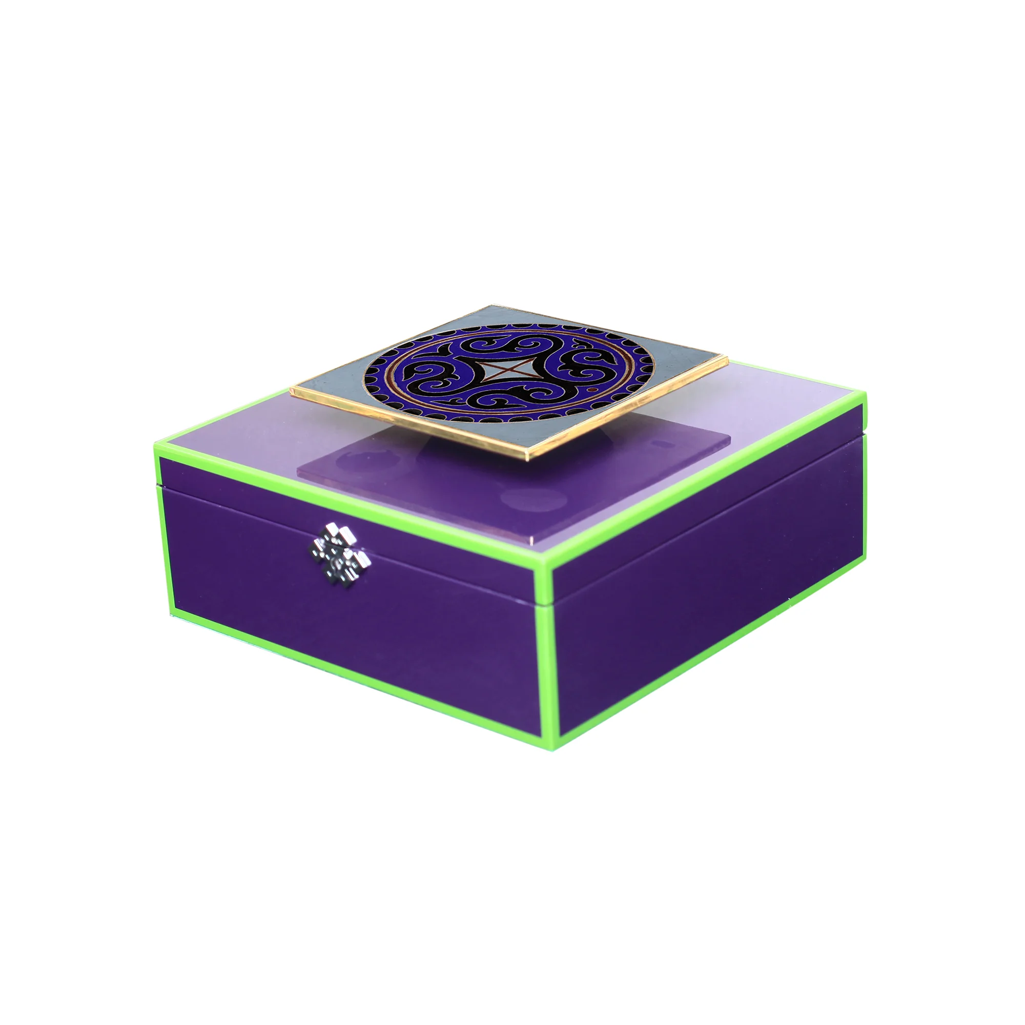 cloisonné tile black &amp; purple lacquer purple box luxury home décor