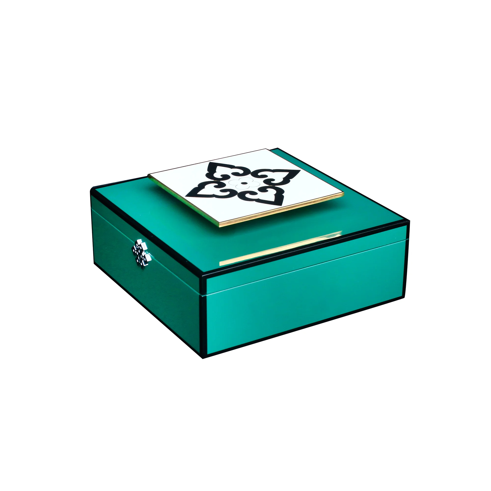 cloisonné tile black &amp; white lacquer green box luxury home décor