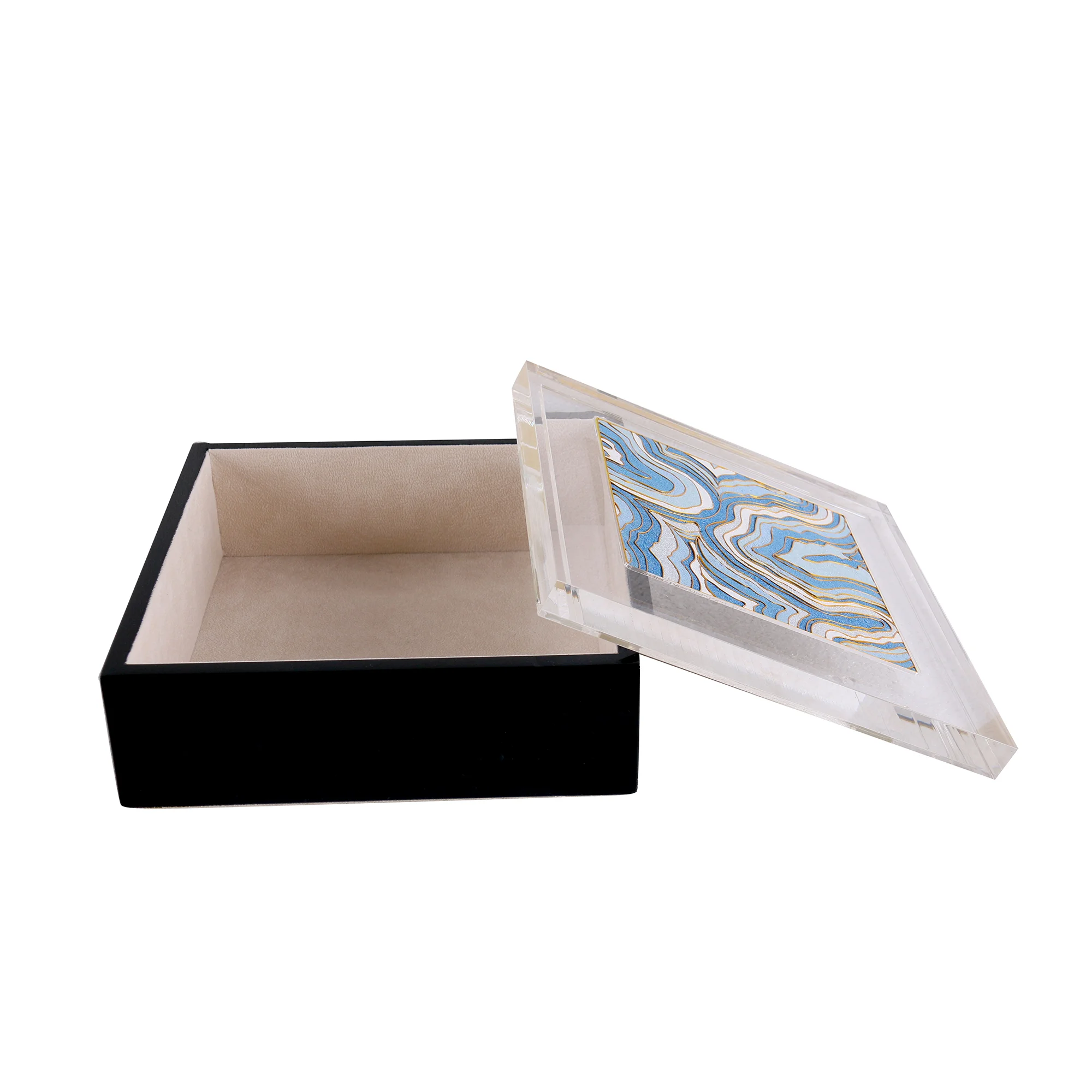 cloisonné tile blue lacquer black box luxury home décor
