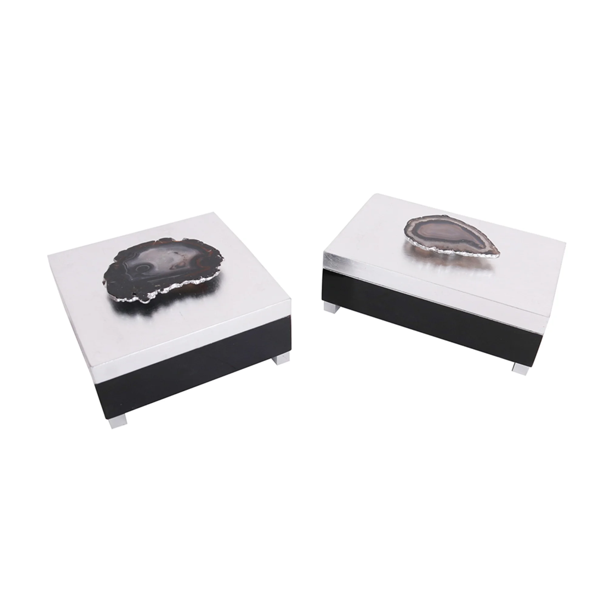 silver leafed agate box luxury home décor