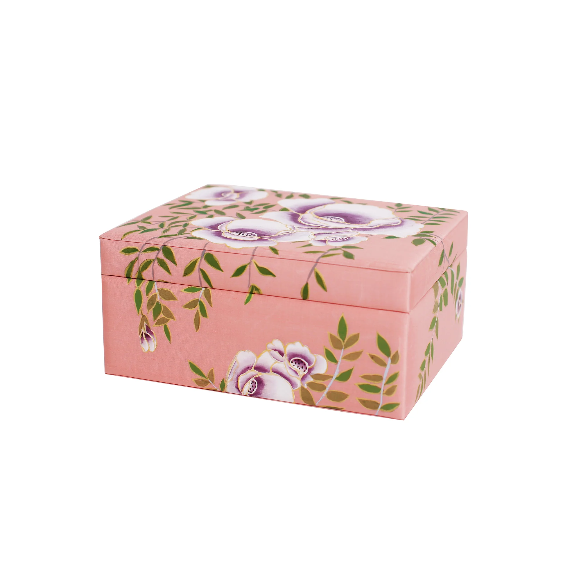 chinoiserie cha bei pink hand painted silk box luxury home décor