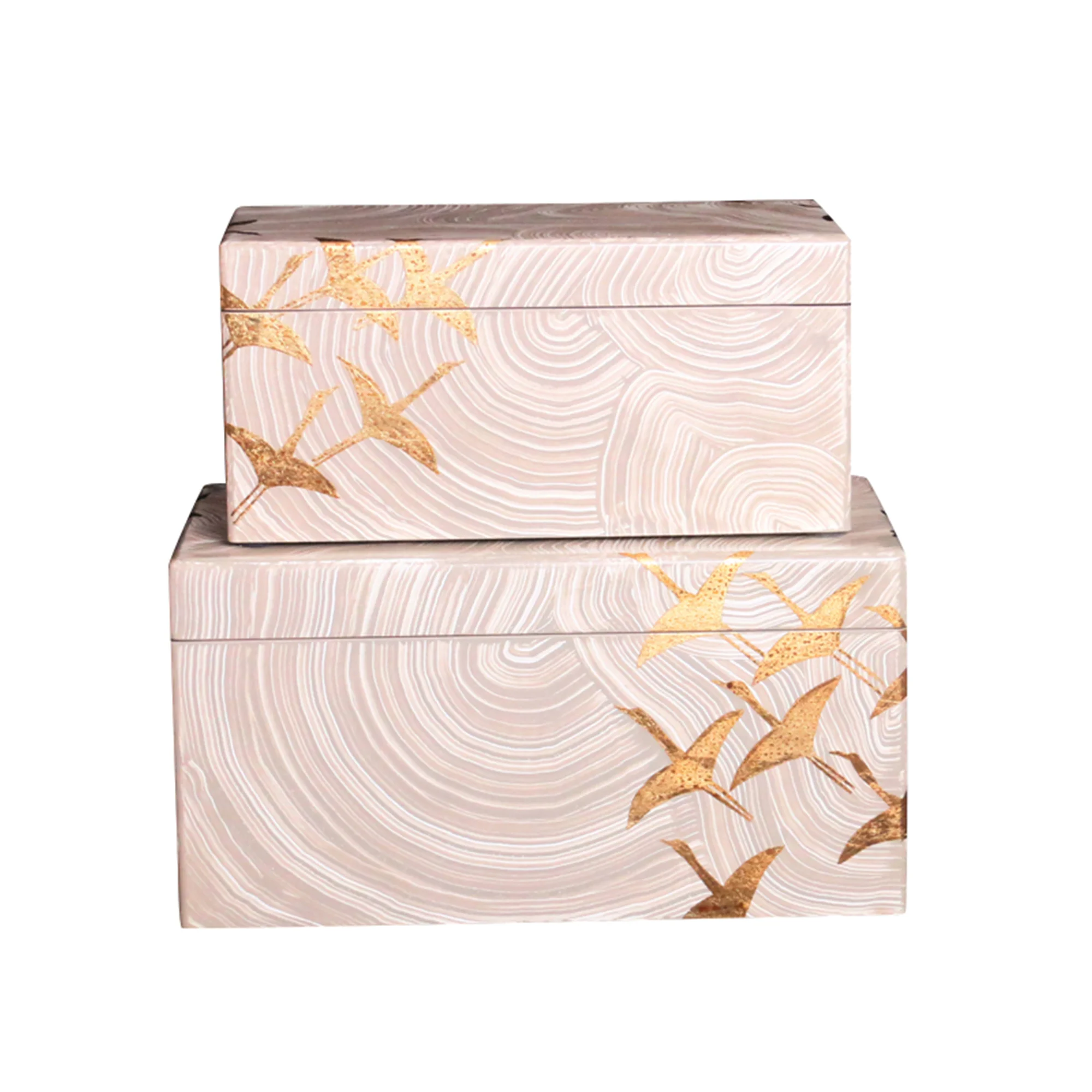 chinoiserie edo crane hand painted lacquer box luxury home décor