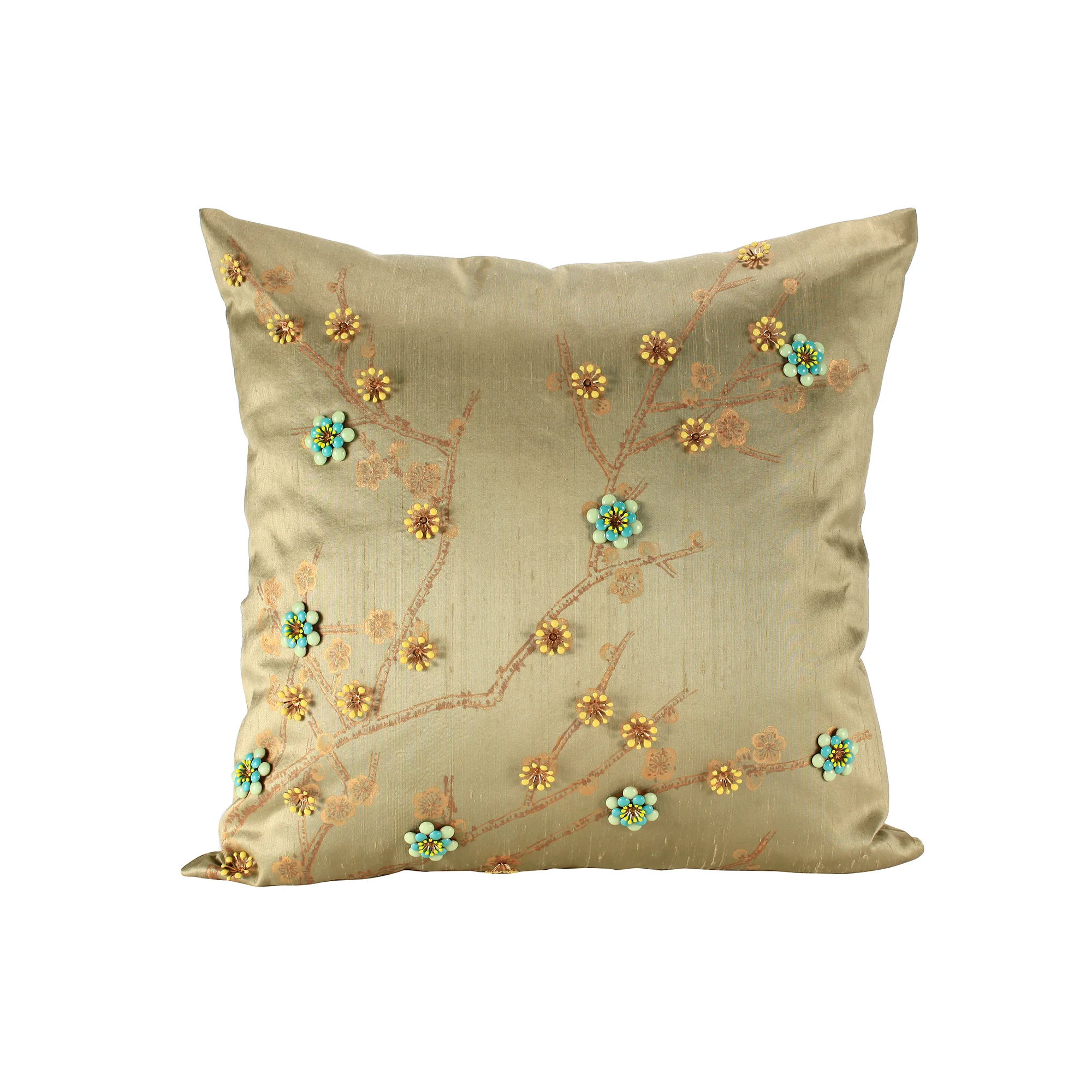cherry blossom hand painted embroidered luxury home décor gold