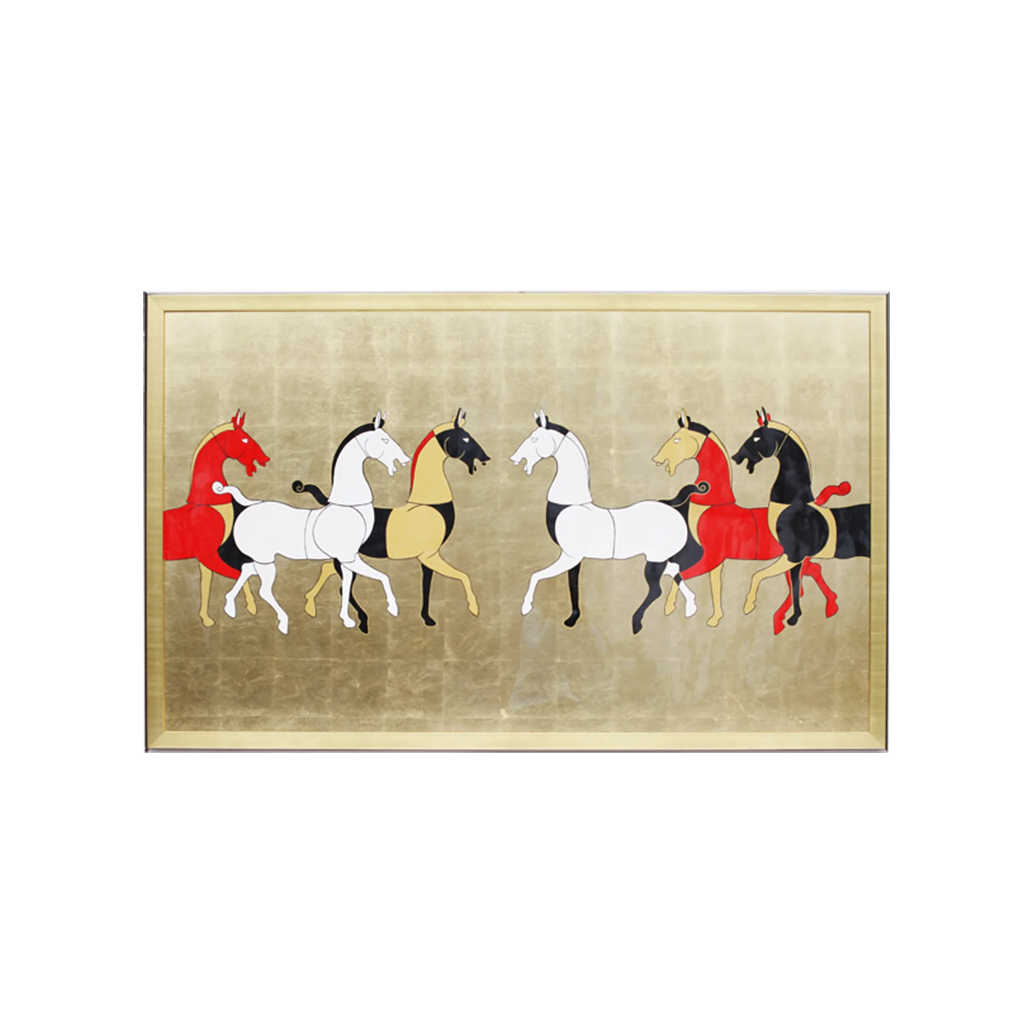 tang horses luxury wall décor gold chinoiserie wallpaper