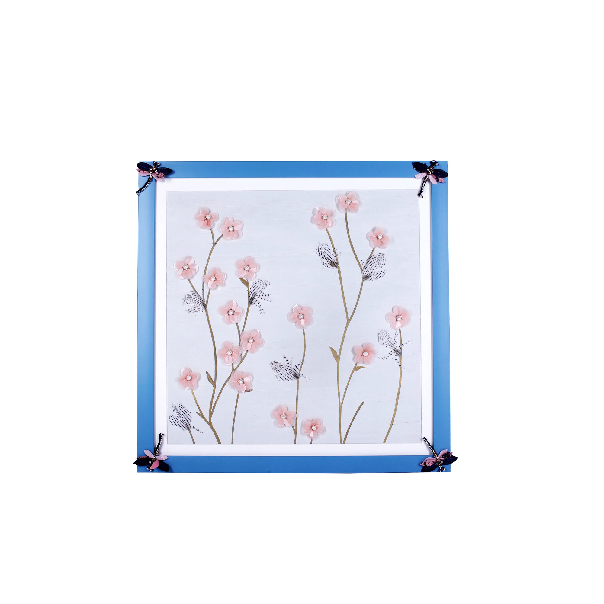 baby blossoms hand painted silk wallpaper luxury wall décor blue pink
