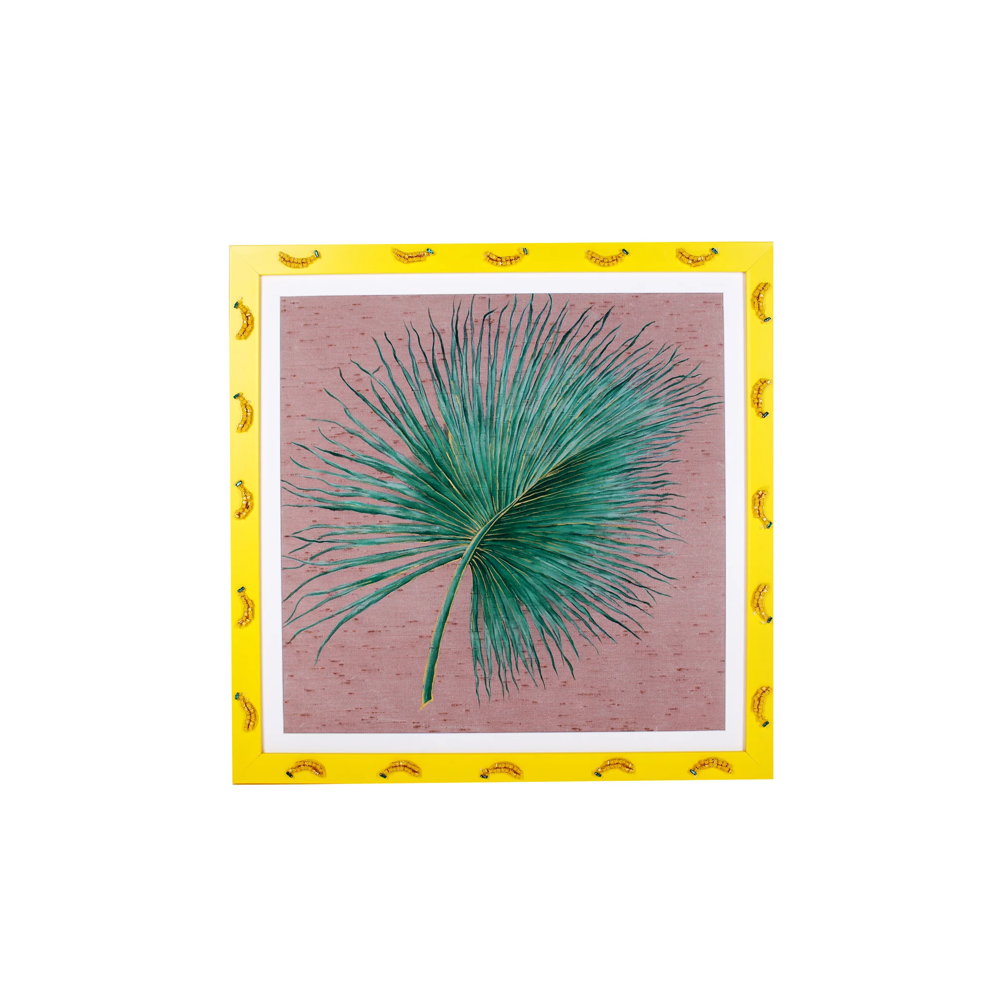 palm hand painted silk wallpaper luxury wall décor yellow pink