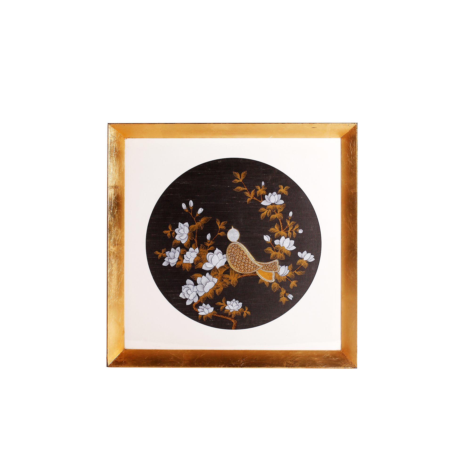 secret garden porthole hand embroidered thai silk wallpaper luxury wall décor chinoiserie wall art brown white
