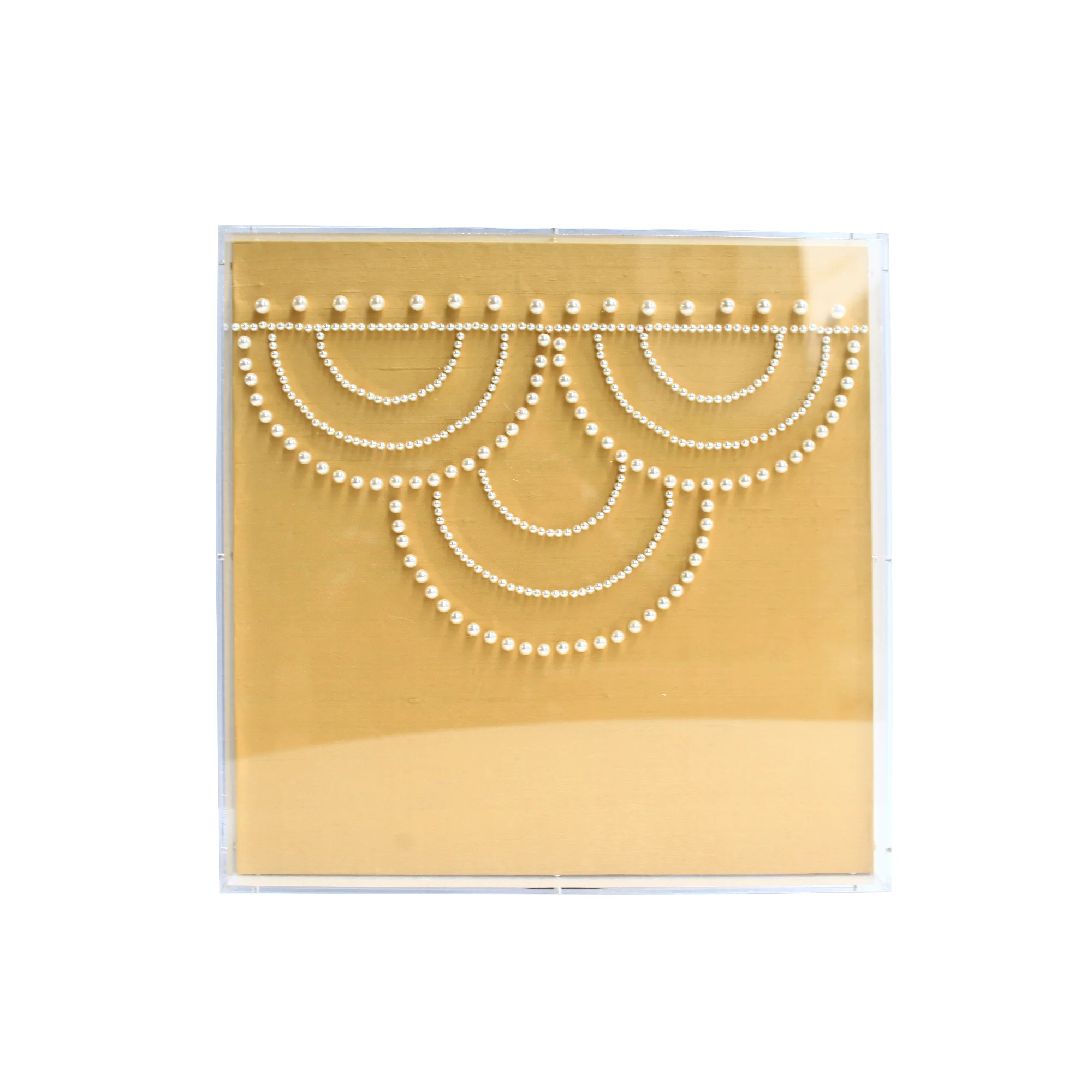 embellished pearl waves luxury wall décor yellow