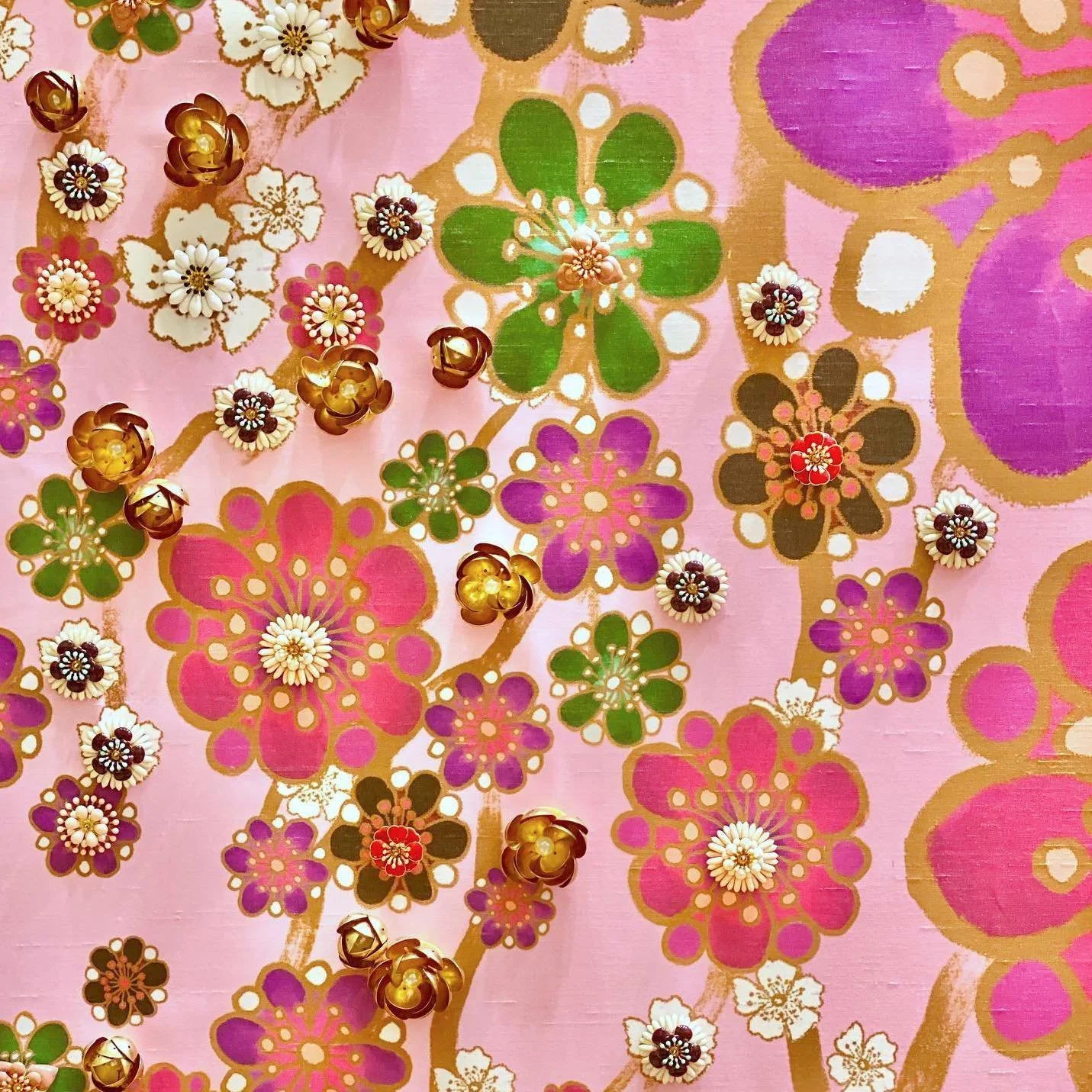 Midnight Blossom Printed & Embellished Wallpaper