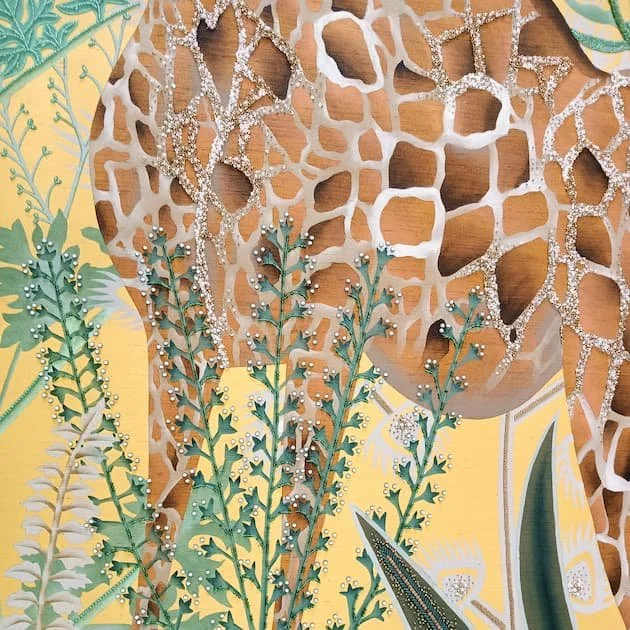 Giraffe Hand Painted Wallpaper
