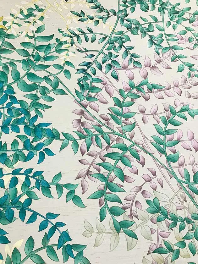 Fern Foliage Embroidered Wallpaper