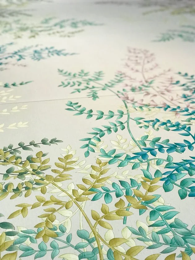 Fern Foliage Embroidered Wallpaper