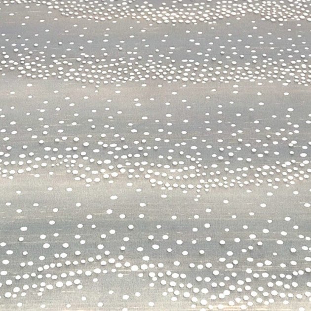  White Dots on Gray Waves Hand-Painted Wallpaper: A close-up section showcasing simplicity and elegance through pointillism design, ideal for meditative luxury spaces. 
