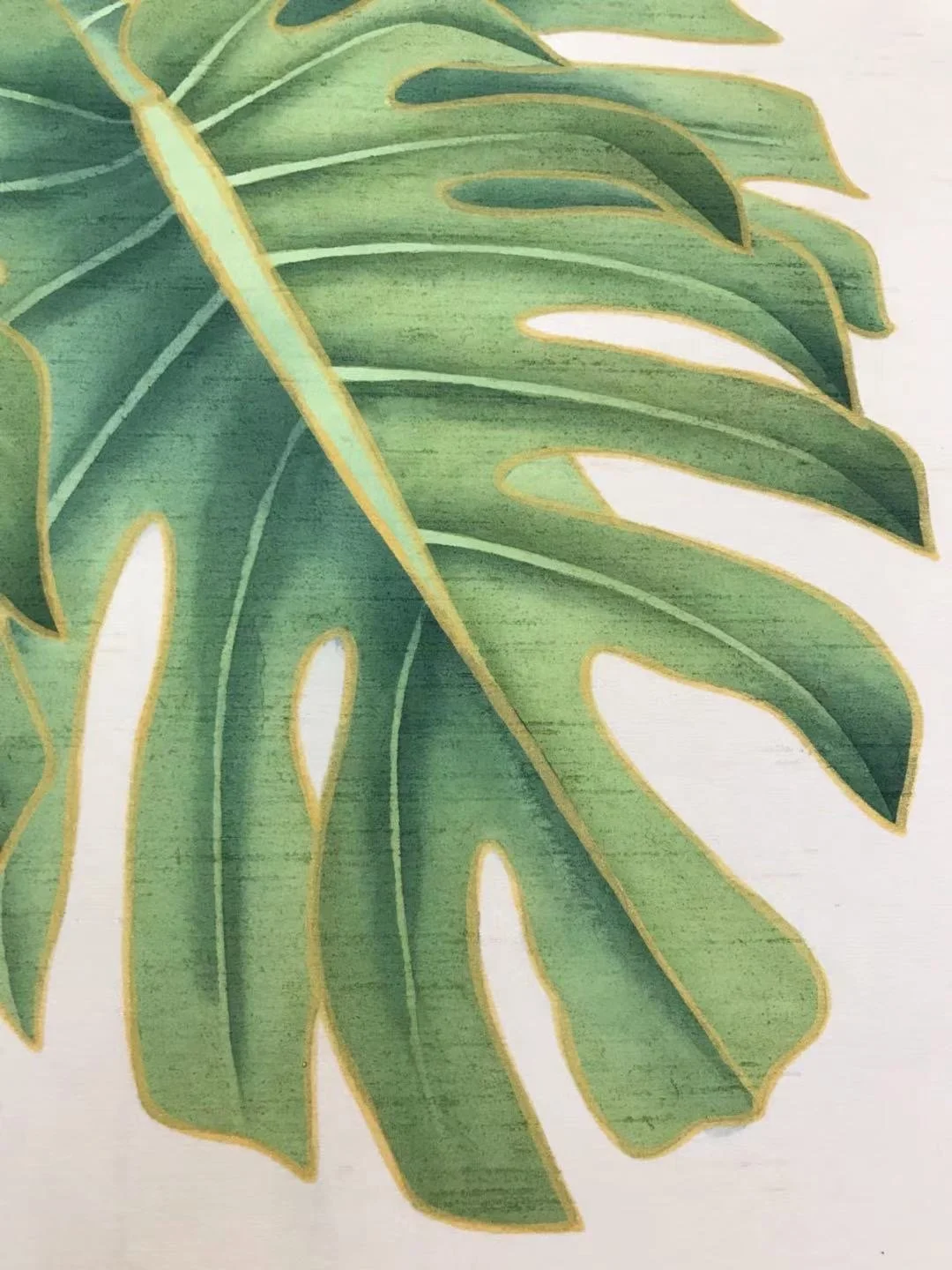   Dancing Palms Embellished Hand-Painted Wallpaper  