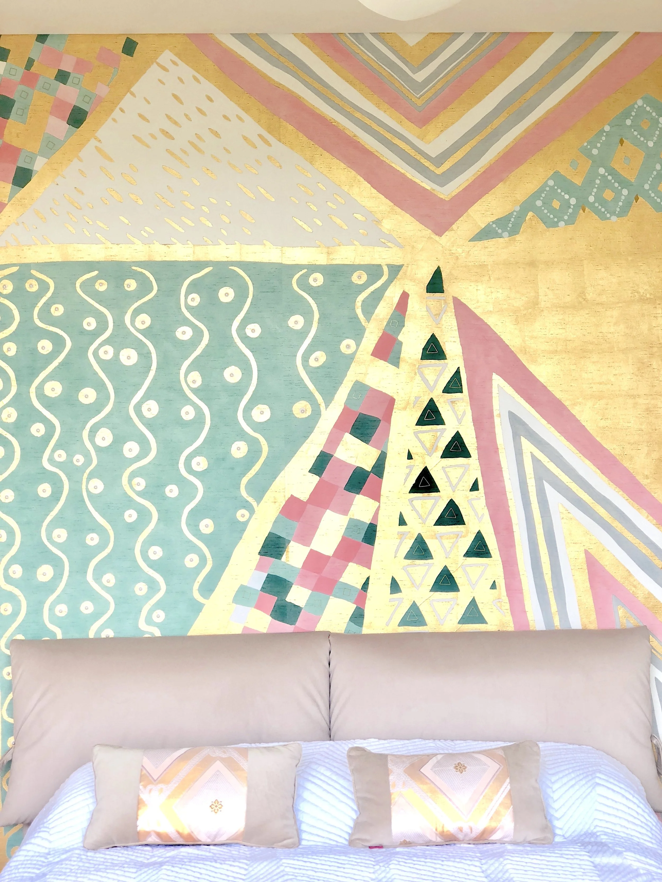   Pizza Puzzles Embellished Hand-Painted Wallpaper  