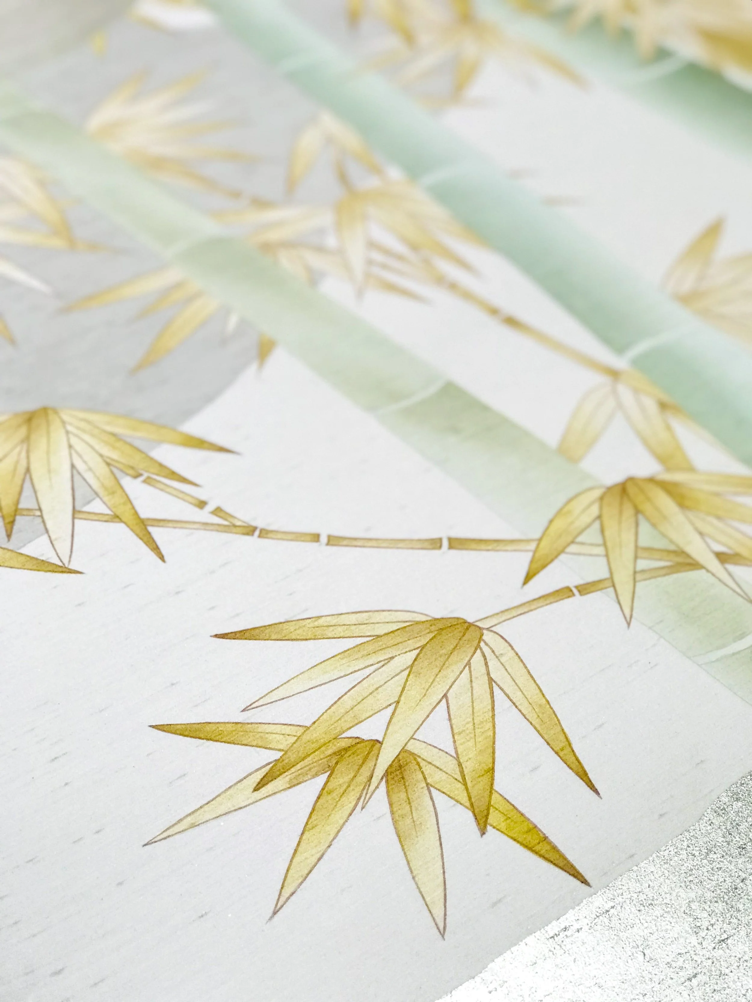   Bamboo Haven Chinoiserie Hand-Painted Wallpaper  