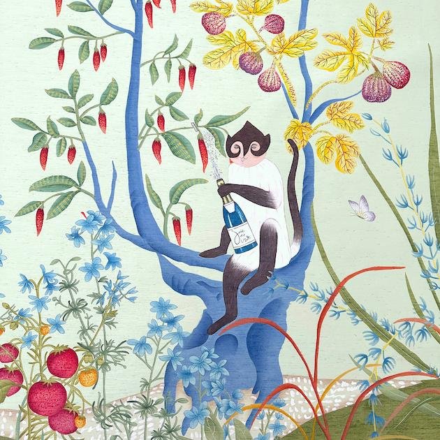 Farm-to-Table Hand Painted Wallpaper