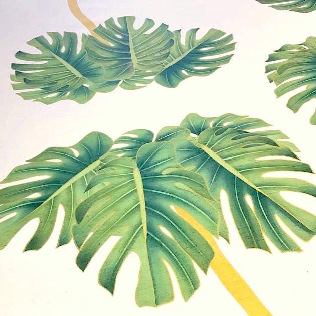 Dancing Palms Embellished Hand-Painted Wallpaper
