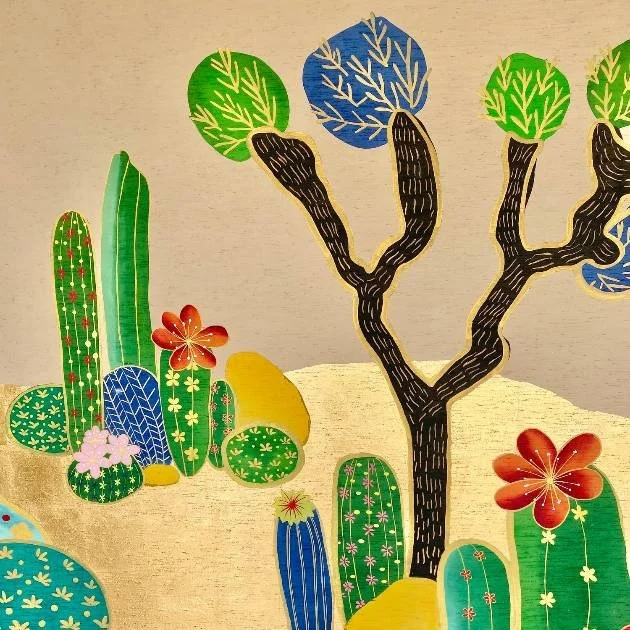 Joshua Desert Embellished Hand-Painted Wallpaper
