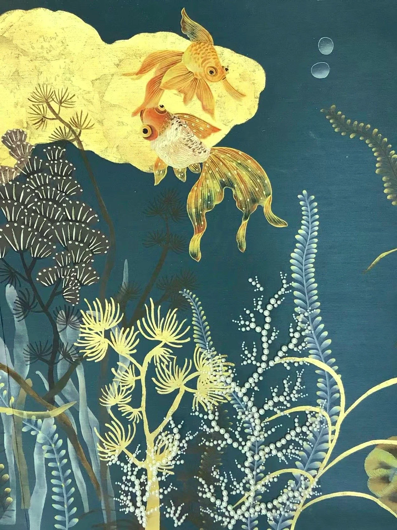 Goldfish Dream Embellished Hand-Painted Wallpaper | LALA CURIO