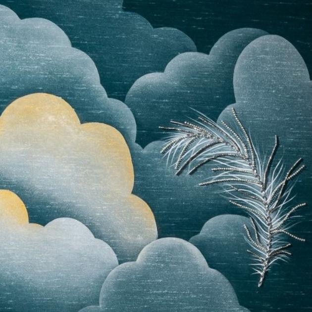Cloud Nine Embellished Hand-Painted Wallpaper