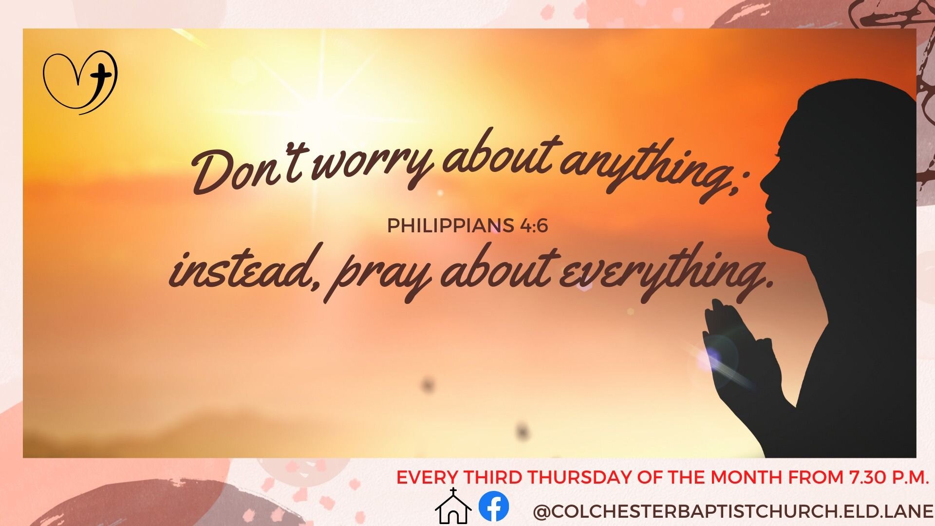 🙏 Join us for a time of prayer and reflection on God's word! Thursday, 15.05.23, 7.30p.m. #prayer #prayerlife #prayerworriors #reflection #GodSpeaks #colchesterbaptist