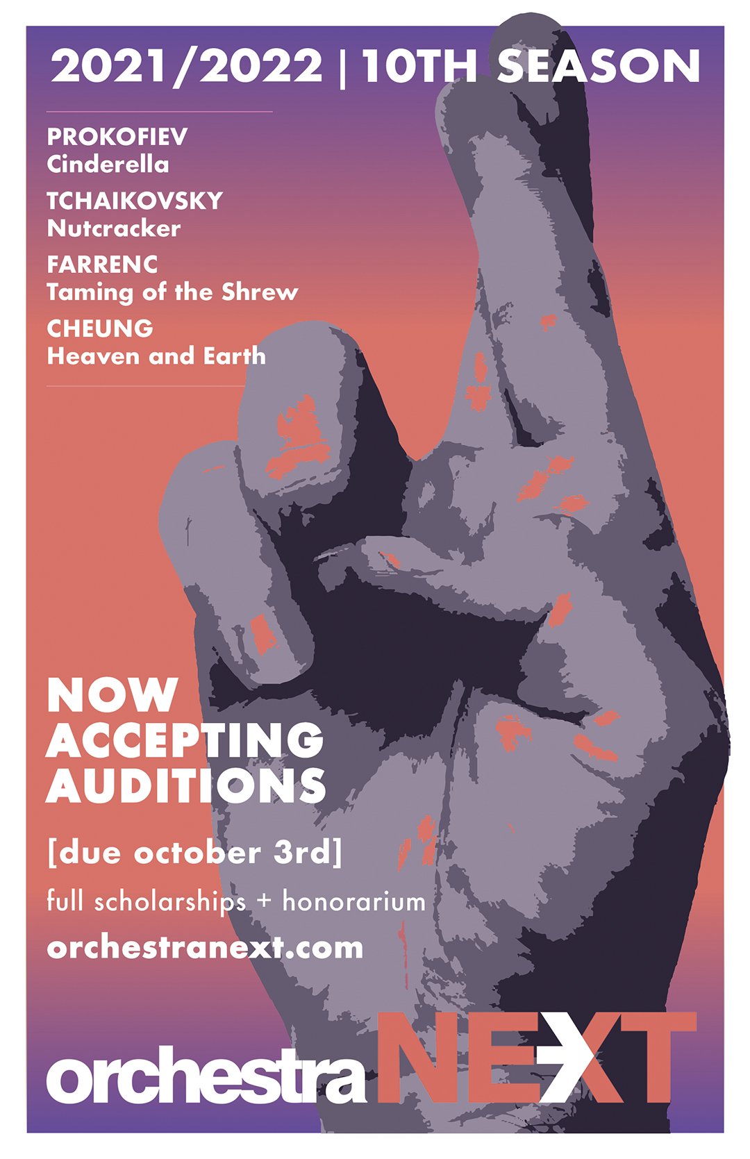Orchestra NEXT 2021-2022 Audition Poster
