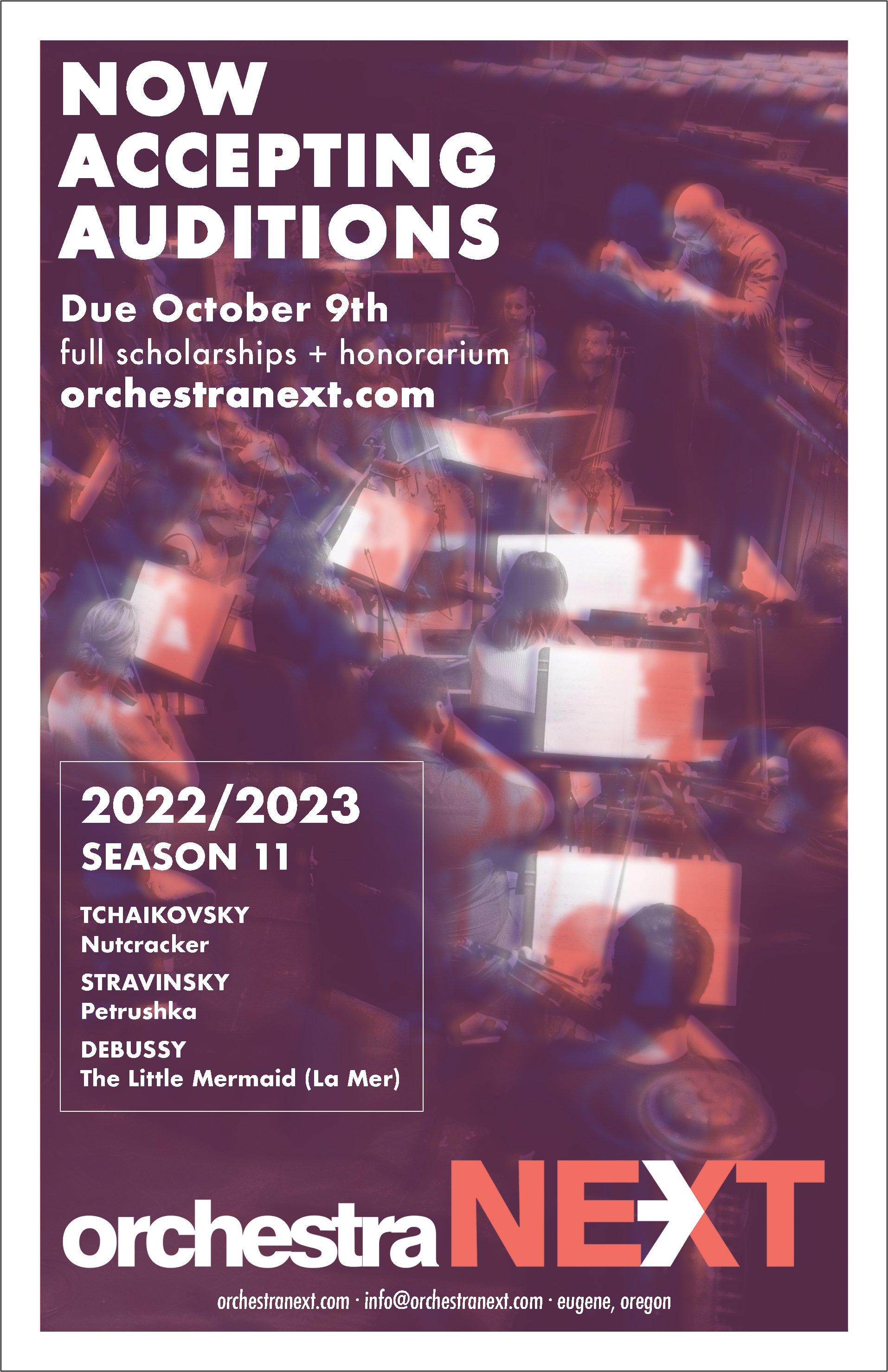 Orchestra NEXT 2022 Audition Poster