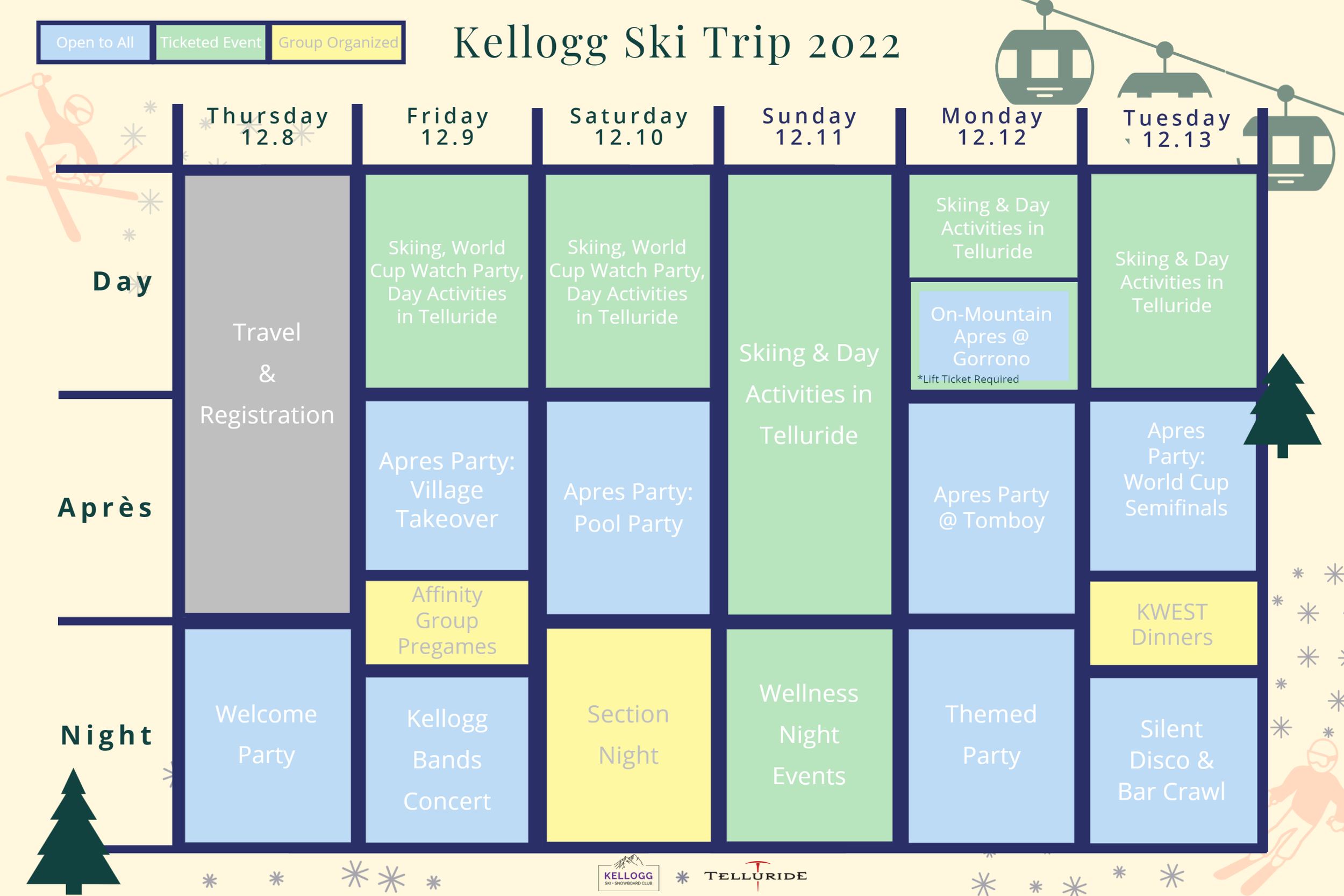 Events Overview — Kellogg Ski Trip