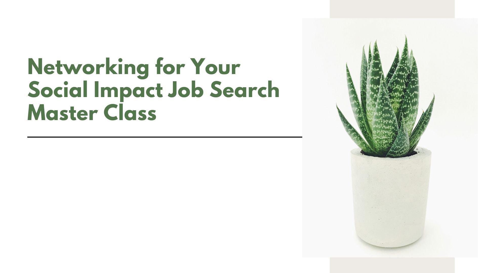 Networking for your Social Impact Job Search Master Class