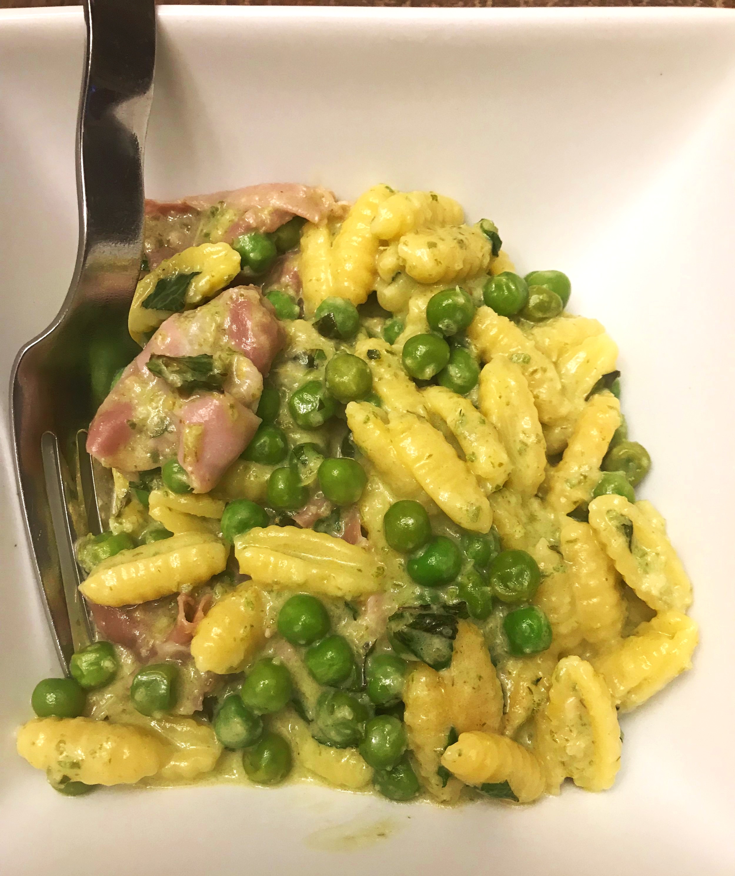 Saffron Pasta, Prosciutto and Peas