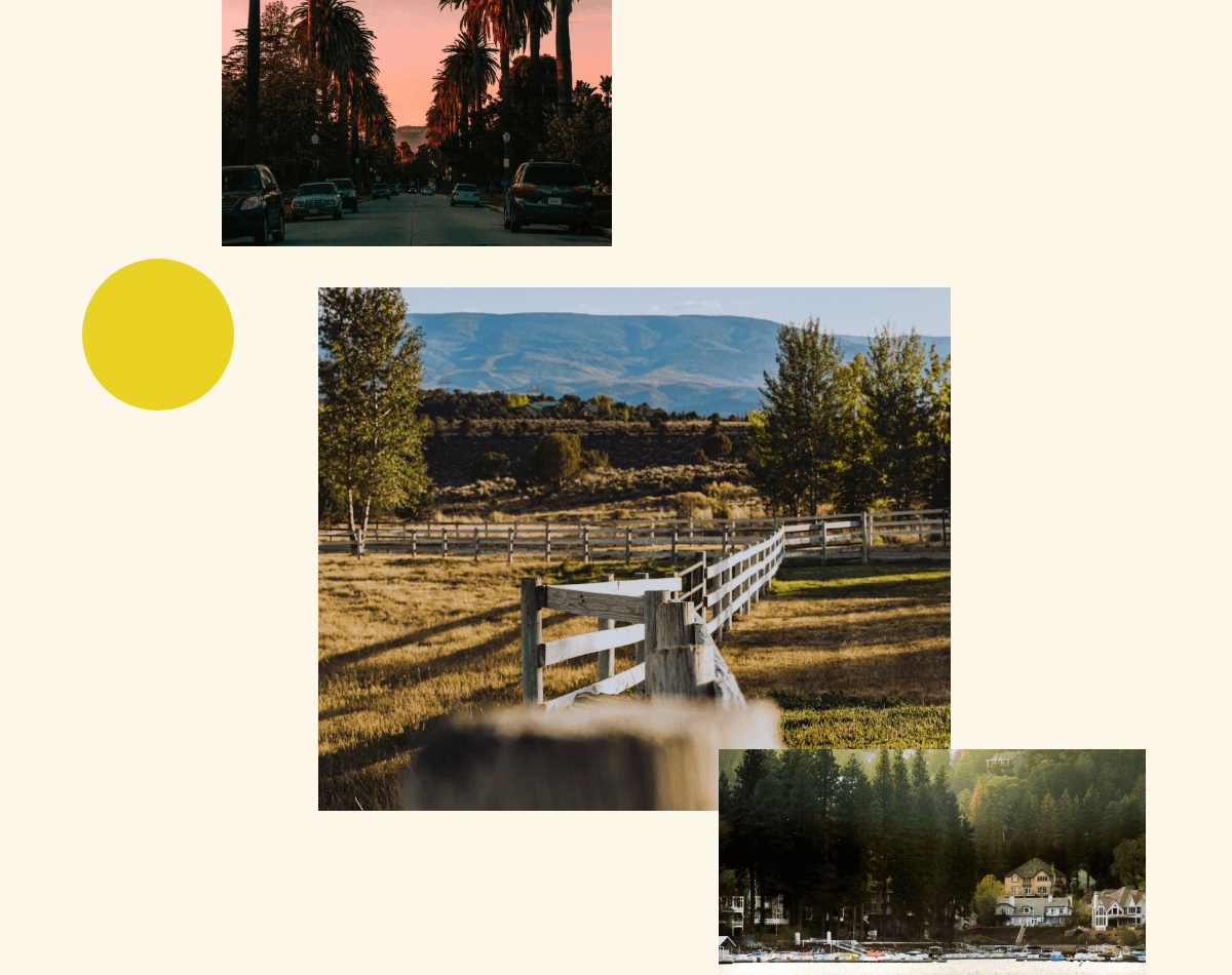 Collage with different California landscapes