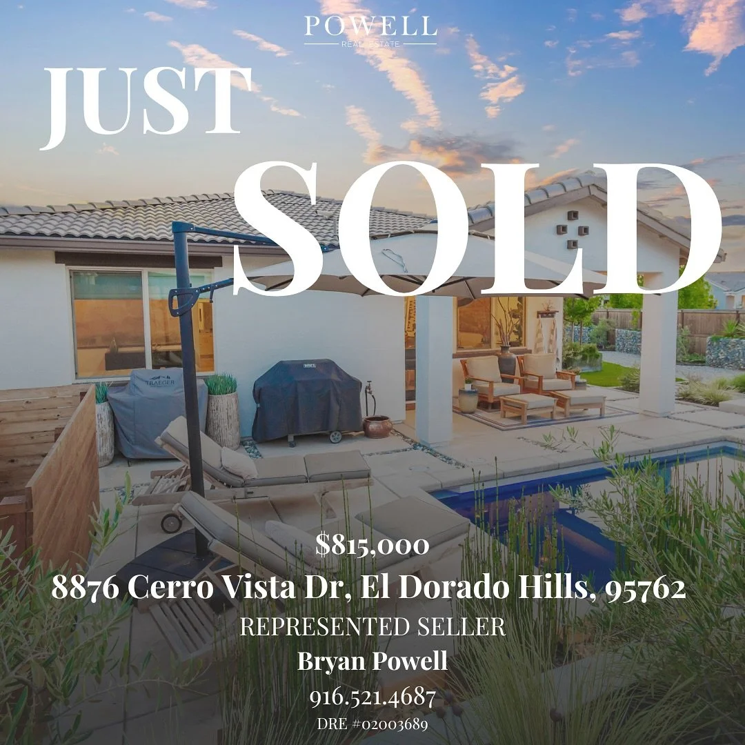 JUST SOLD | 8876 Cerro Vista Dr, El Dorado Hills
$815,000 | Represented Seller | Bryan Powell

Congrats to our sellers for a successful and smooth closing! 

Bryan Powell | @bryanpowell_granitebay 
916.521.4687 | DRE #02003689

#JustSold #ElDoradoHil