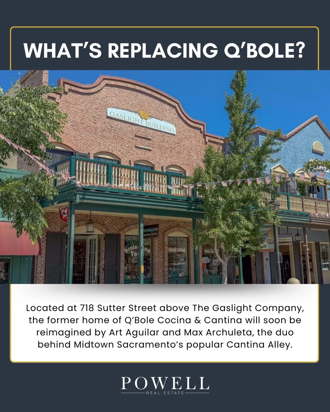 🌮 Sutter Street&rsquo;s Next Big Flavor 🌮

What&rsquo;s moving into the old Q&rsquo;Bole spot?
Art Aguilar + Max Archuleta (the minds behind Midtown Sac&rsquo;s Cantina Alley) are bringing their bold take on Mexican street fare to Historic Folsom.
