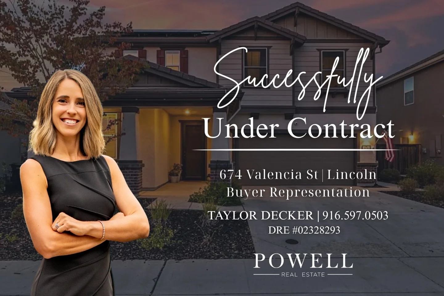 ✨ Successfully Under Contract✨

Congrats to Taylor Decker on getting her buyers into escrow at 674 Valencia St in Lincoln!

Thoughtful guidance and a seamless process brought this one together!

Taylor Decker | @homesbytaylordecker 
916.597.0503 | DR