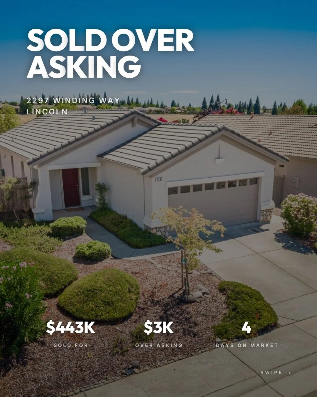 SOLD 🎉

This Mariposa Model in Sun City Lincoln Hills attracted a lot of attention, and for good reason. It offered buyers flexible space and a low-maintenance lifestyle in one of Northern California's top active adult communities.

We went to work 