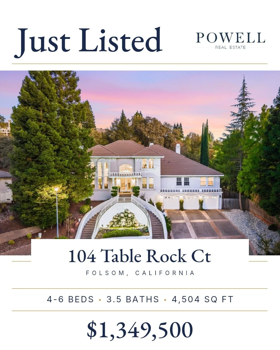 Now on the market in Folsom's American River Canyon North! This updated home at 104 Table Rock Ct offers a rare combination of luxury and privacy for $1,349,500.

🏡 4,504 sq ft of space on a .36-acre lot with no rear neighbors
🛏️ 4 bedrooms plus a 