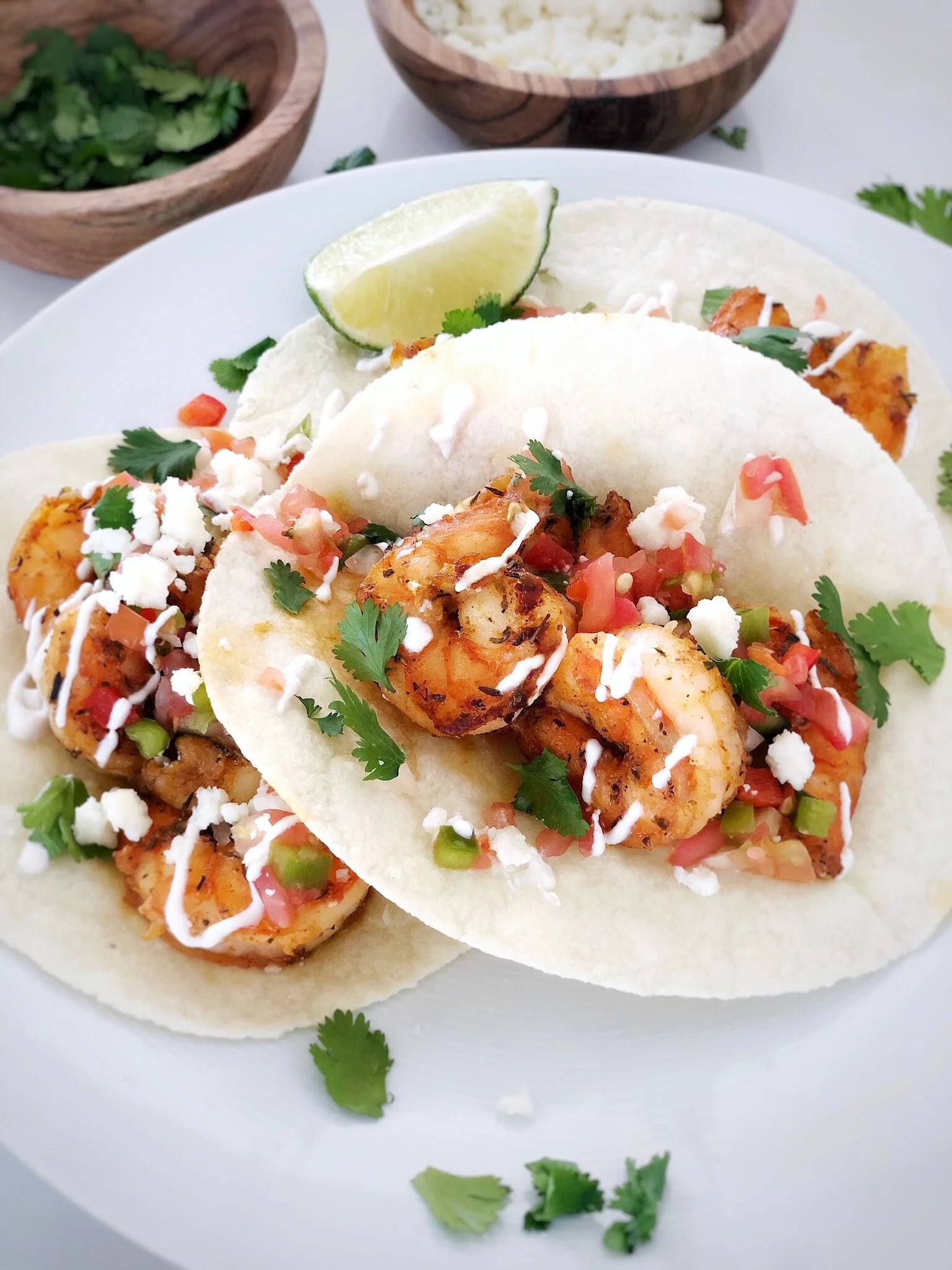 Blackened Shrimp Tacos with Lime Crema