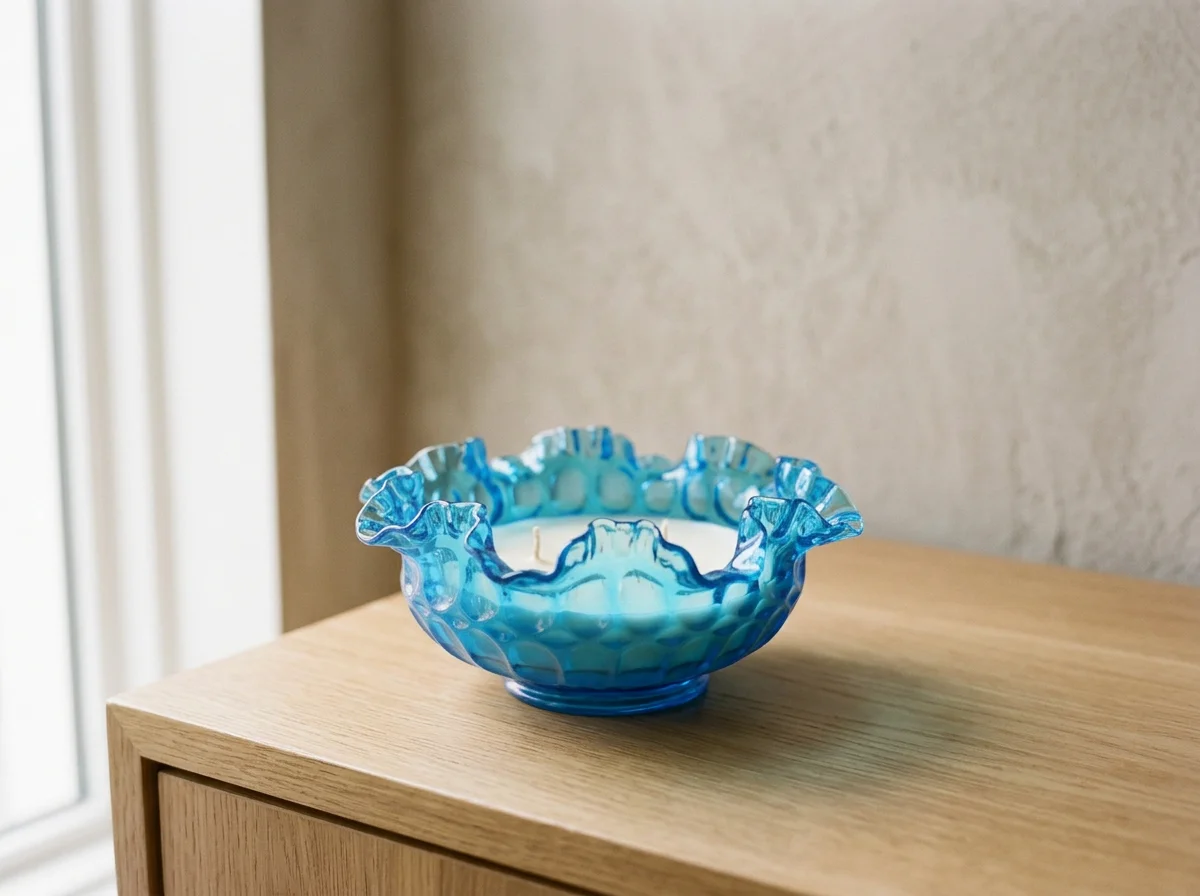 IMPERIAL BLUE FENTON THUMBPRINT BOWL