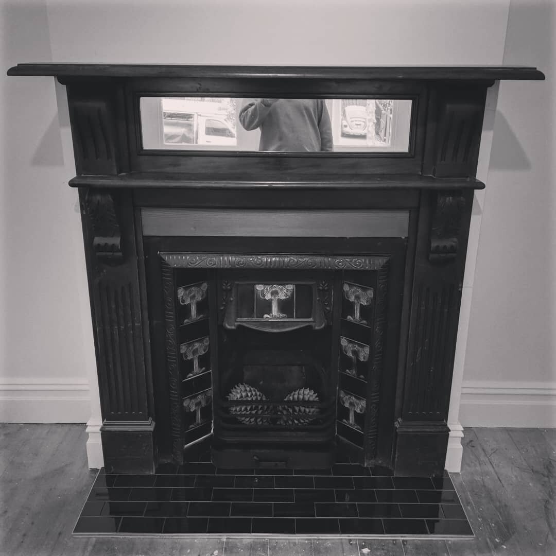 Fireplace restoration in Canterbury, VIC. 
Original Edwardian Mantelpiece with a G&amp;K cast iron insert sitting on a new tiled hearth. #fireplacedecor #fireplace #renovation #restoration #interiordesign #architecture