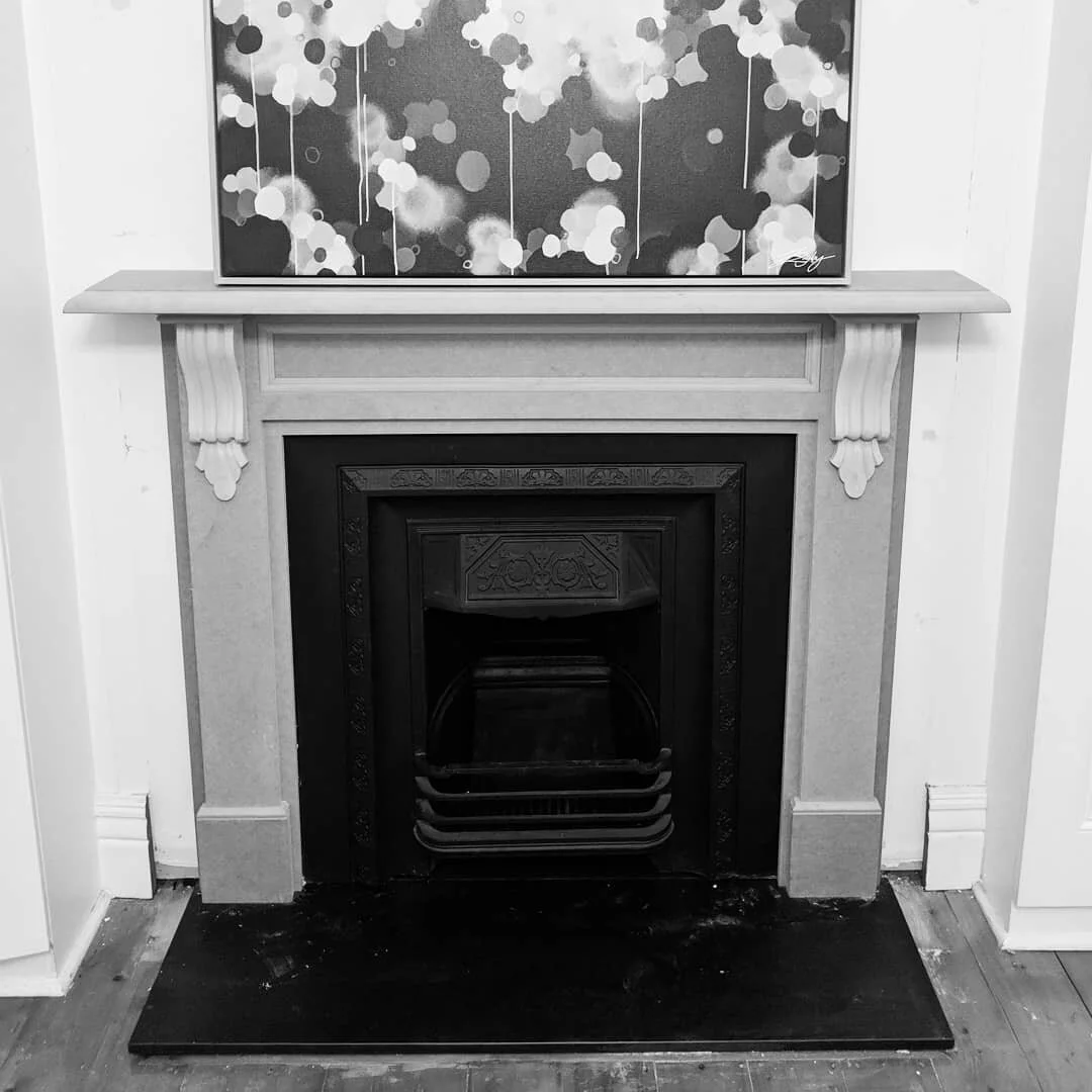 The Riversdale custom wood surround with a classic G&amp;K Malvern cast iron insert. #fireplacedecor #fireplace #renovation #building