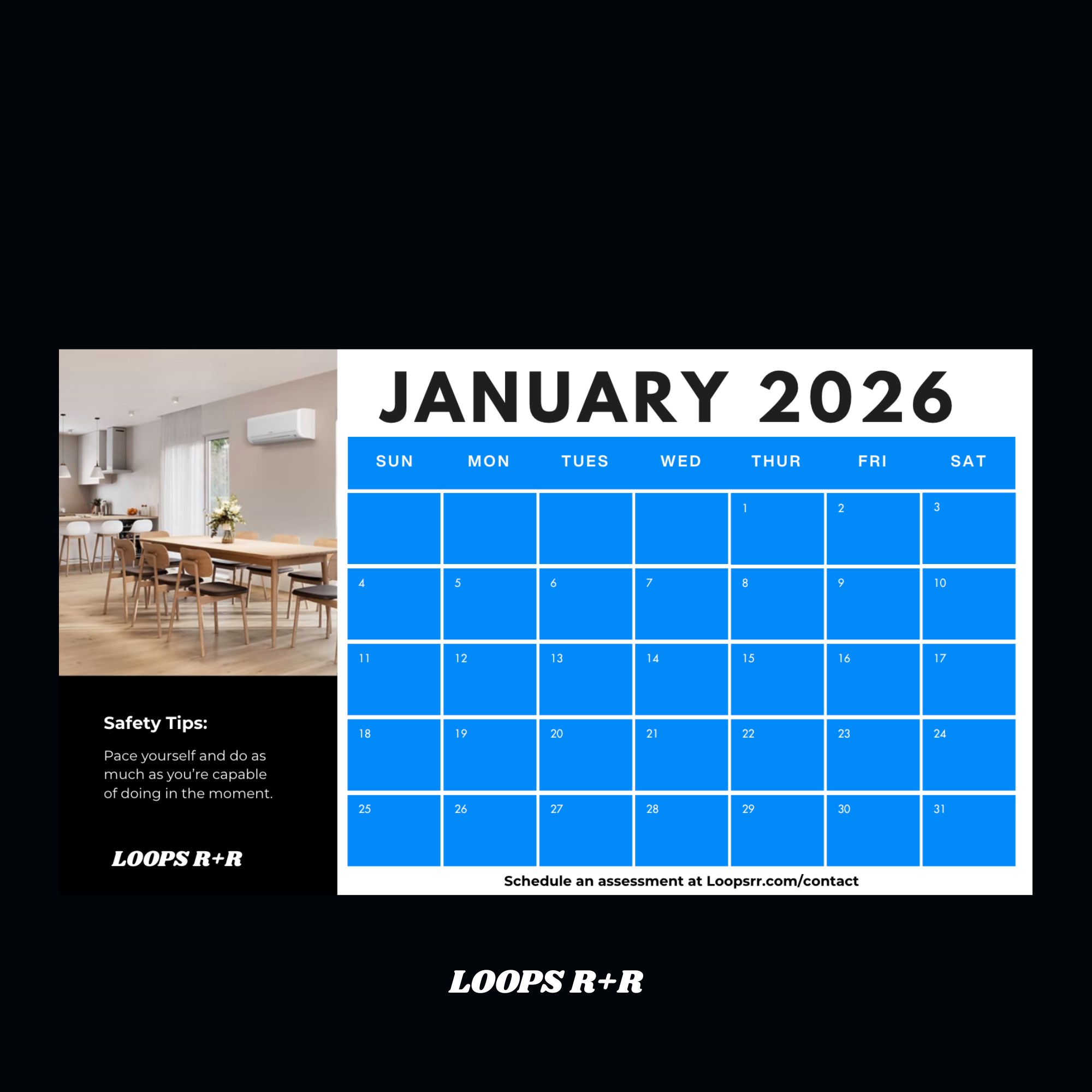 LOOPS R+R Blank White/Blue/Photo January Decluttering & Energy Savings Calendar.pdf